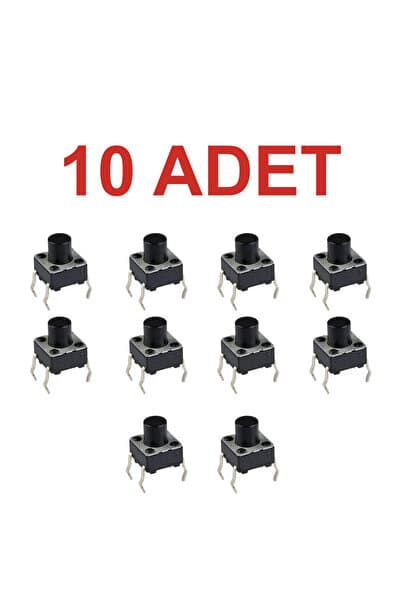 Rodevino 10 Adet Push Button Buton Tach Switch 6x6 10mm ( 4 Bacak )