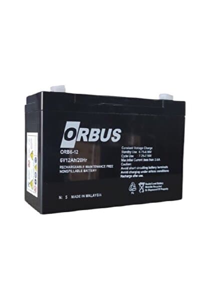 ORBUS Akü 6 Volt 12 Amper Orb6-12 ( 150x50x94mm)