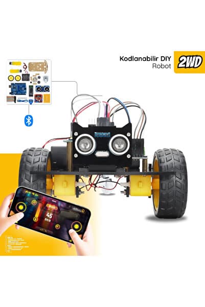 RoboThink Arduino Temelli 2 Teker Robot Araba Kodlama Seti 2WD-BLE (Kutulu ve E-Kitaplı)