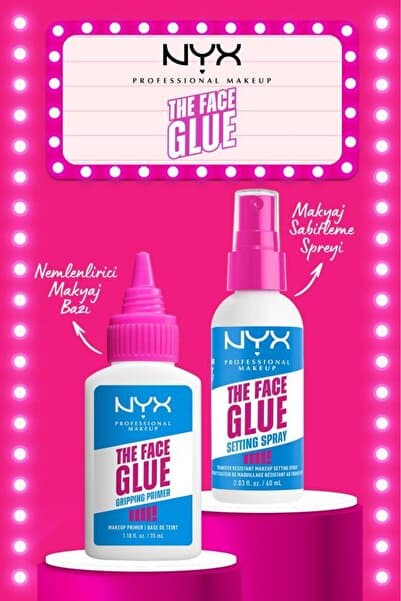 NYX Professional Makeup Face Glue Primer Nemlendirici Makyaj Bazı & Setting Spray Makyaj Sabitleme Spreyi