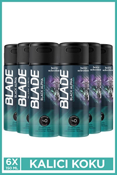 Blade Hero Selection Serisi Black Alpha Erkek Alüminyumsuz Deodorant 6x150 Ml Hızlı Kurur, Leke Bırakmaz