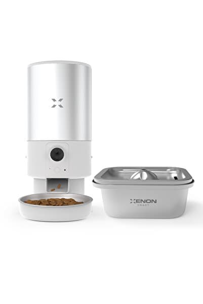 Xenon Smart Akıllı Çelik Mama Kabı 5 lt ve Çelik Su Pınarı 4lt Seti,Programlanabilir, Mobil Uygulama ile Kontrol