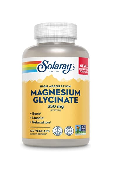 Genel Markalar Solaray Magnesium GLYCİNATE Fully Chelated BisGlycinate BioPerine, High Absorption Formul, Stress,