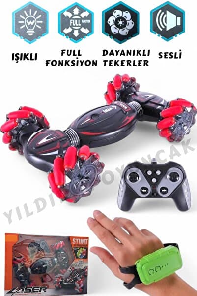 dekan toys Şarjlı El Sensörlü Akrobat Araba, Bilekten Kontrollü Uzaktan Kumandalı Araba Elle Kumandalı