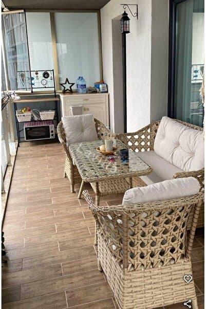LAVİLLA GARDEN cappuccino rattan bahçe mobilyası balkon takımı