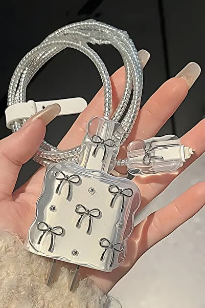 iPhone 18W/20W/25W Simli Fiyonk Şarj Aleti Koruyucu Şarj Kablosu Örme Aparatlı Koruyucu Toparlayıcı