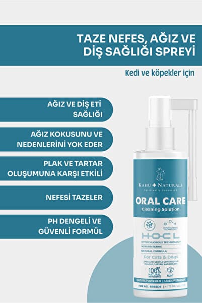 Kahu Naturals Spiritually Connected Ağız Diş Bakım Sağlığı, Taze Nefes, Koku Tartar Plak Önleyici, Günlük Bakım, Kedi ve Köpek, 75 ml