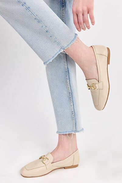 Yaya by Hotiç Kadın Deri Kemik Tokalı Loafer