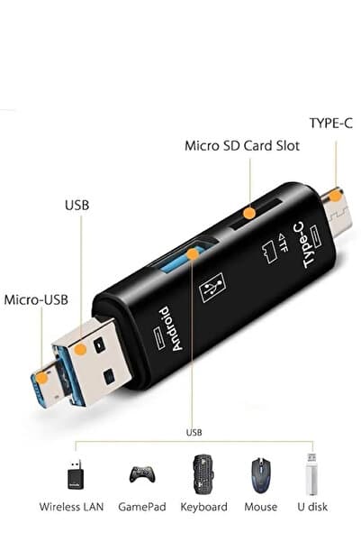 MAXGO 3138 Type-c Usb Otg Tf Sd Micro Kart Okuyucu Card Çevirici Dönüştürücü Adaptör