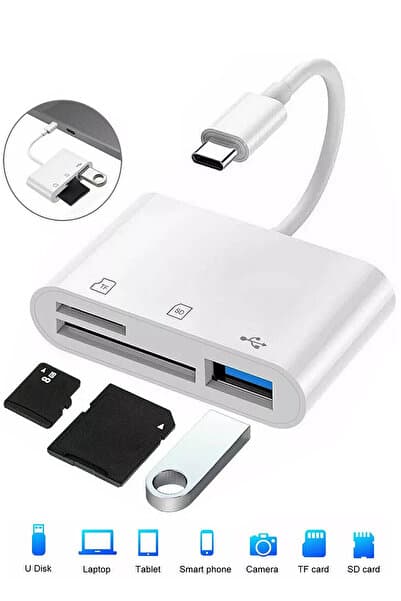 MAXGO 3132 Type-c Usb Otg Tf Sd Micro Kart Okuyucu Card Çevirici Dönüştürücü Adaptör