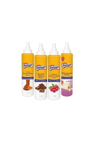 Karma Koli Topping Sos 4 Adet (karamelli Çikolatalı Frambuazlı Beyaz Çikolata 300 gr ) Sivri Kapak