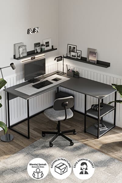 Bofigo Çalışma Masası Ofis Masası Köşe Masa Bilgisayar Masası Odin Antrasit