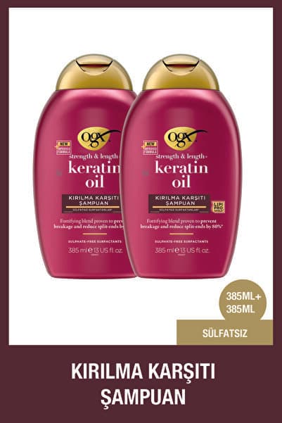 OGX Keratin Oil Kırılma Karşıtı Sülfatsız Şampuan 385 ml x2