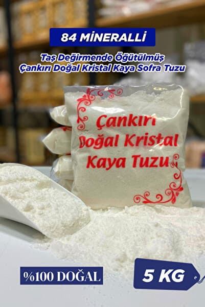 Taş Değirmende Öğütülmüş Çankırı Doğal Kristal Kaya Sofra Tuzu 5 Kg Mavi Etiket