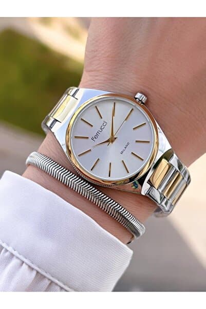 Özel Kutulu Kadın Kol Saati Bileklik Özel Seri Gümüş/gold Kordon Kararma Renk Atma Yapmaz