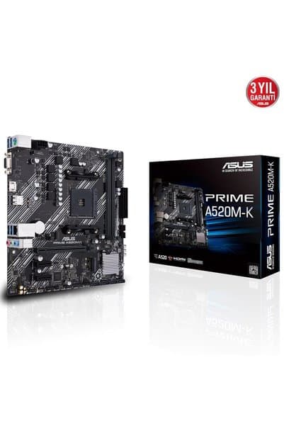 ASUS PRIME A520M-K A520 DDR4 Vga GLan mATX HDMI M2 USB3.2 AM4 AMD Anakart