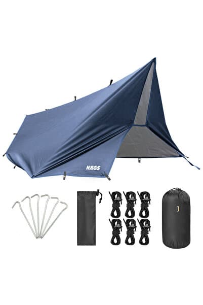 HAEGS Su Geçirmez Tarp Tente Gölgelik Örtü, 4 Mevsim Buschraft Barınak Yağmurluk, 300x300 cm K. Mavi