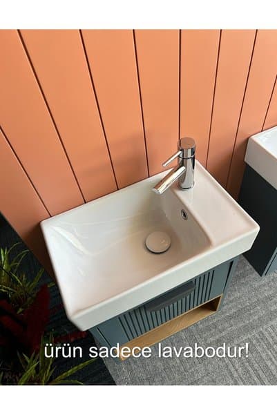 TURKUAZ Cerastyle Sharp Mini 50 x 30 cm Tezgah Üstü Dolap Uyumlu Lavabo