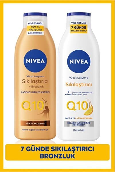 NIVEA Q10 7 Günde Sıkılaştırıcı Vücut Losyonu 250ml Ve Bronzlaştırıcı Losyon 250ml, Nemlendirici