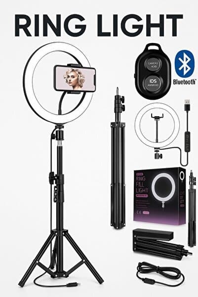 Isweep Ring Light Led Işıklı Tripod 10 Inç Halka Youtuber Tiktok Video Makyaj Işığı Ayaklı 10 Inç