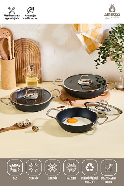 Dark 6 Parça Yanmaz Yapışmaz Titanyum Kaplama Sahan Seti