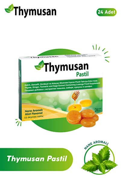 Thymusan Bitkisel Pastil Kekik Zencefil Zerdeçal 24 Lü