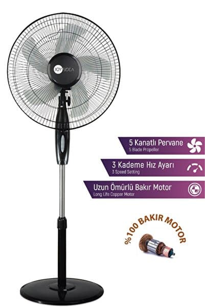JOYSIDEA FN-100 16 İnç Ayaklı Vantilatör - 3 Kademeli Hız Ayarı, Sessiz ve Etkili Serinlik