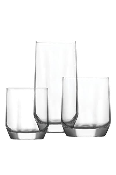 Diamond Cam Bardak Seti 18'li (6 Su Bardağı, 6 Viski Bardağı, 6 Meşrubat Bardağı)