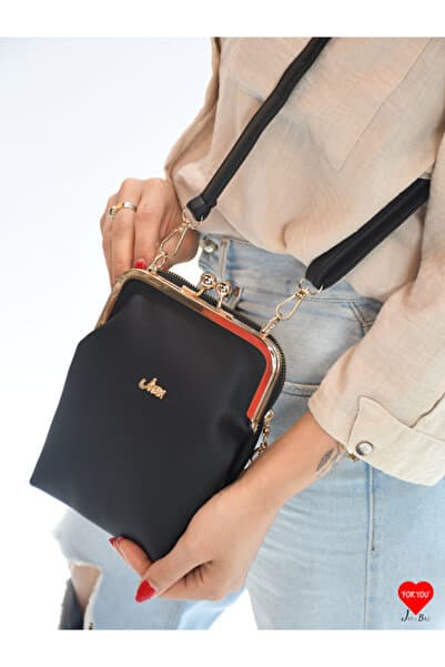 JARA Bag Paris Siyah Kadın Çapraz Çanta | Gold Detaylı, Zarif ve 3 Bölmeli ⭐