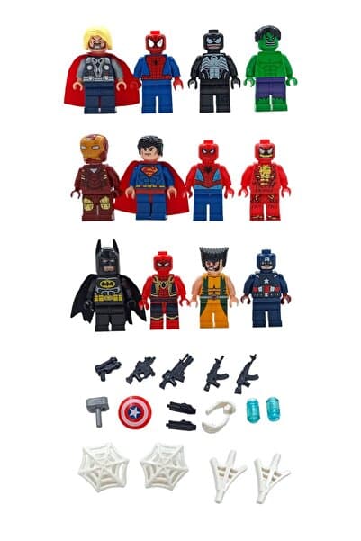Ailenizin Oyuncakçısı Oyuncak Uyumlu KAHRAMAN 12'li Figür Seti 4cm. Marvel Fanlarına Özel Evreninin En Büyük Kahramanları