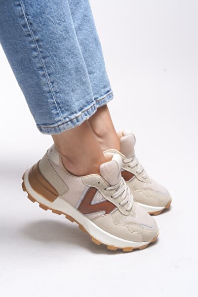 Riccon Kadın Sneaker 001210 Bej Taba