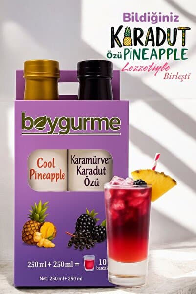 BEYGURME Serin Yaz Ikilisi Cool Pineapple & Karamürverli Karadut Özü (EŞİT ORANDA KARIŞTIR ŞEKER ILAVESİZ)