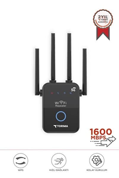 Torima Wifi Router Çift Bant 1600Mbps 4 Anten Yüksek Hızlı AC35Q Siyah