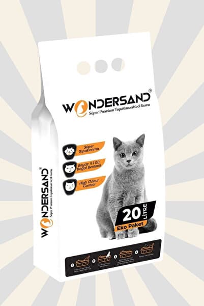 20 Litre %100 Beyaz Bentonit Ince Tane Kokusuz Topaklanan Premium Kedi Kumu