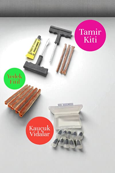 safestore Lastik Tamir Kiti Fitil Atma Seti+ Lastik Tamir Kiti Kauçuk Vida Seti+5 li Yedek Fitil