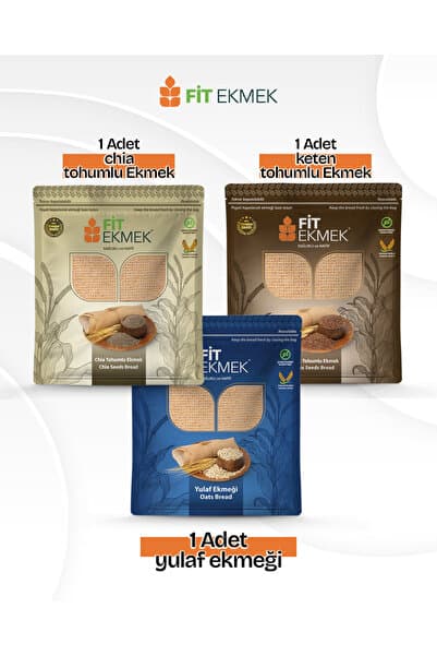 fit 1 Adet Chia Ekmeği 300GR ve 1 Adet Keten Ekmeği 300GR 1 Adet Yulaf Ekmeği 300GR