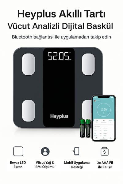 Dijital Baskül Akıllı Tartı - Yağ Su Kas Ölçerli Vücut Analiz Baskülü
