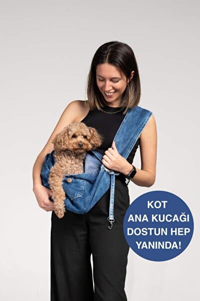 salya store Jean Köpek Taşıma Çantası, Mavi Köpek Ana Kucağı 0-8kg