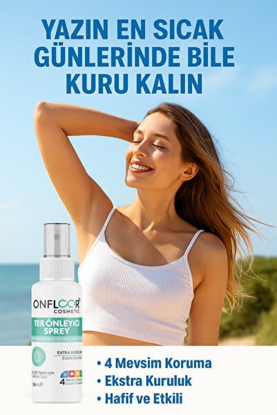 ONFLOOR Yoğun Terleme, Islaklık ve Ter Kokusuna Karşı Güçlü Koruma | Gün Boyu Ferahlık ve Özgüven, Ekstra kuruluk, Anında etki| Terleme Önleyici Sprey 50 ml -