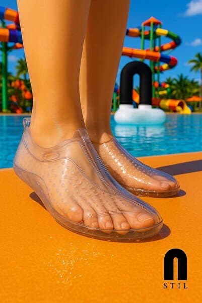 İmerShoes Günlük Unisex Şeffaf Deniz Ayakkabısı Kaymaz Dayanıklı Taban Şık Havuz Plaj Rafting Sandaleti 130