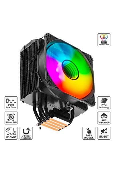 Green Fan Cpu Combo Notus 400 Argb Bakır Boru Kule Tipi 1700+1200+1366+2011+1156/ +Am5
