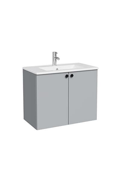 VitrA Shift T20 Lavabo Dolabı 81009, 80 cm, Kül Gri, Lavabolu, Çift Kapaklı, Yavaş Kapanır