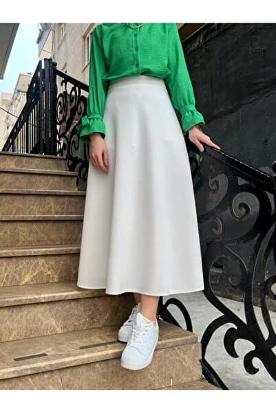 unika boutique Kadın Puf Scuba Kadın Kloş Etek Beli Lastikli