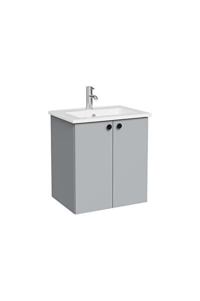 VitrA Shift T20 Lavabo Dolabı 81011, 60 cm, Kül Gri, Lavabolu, Çift Kapaklı, Yavaş Kapanır