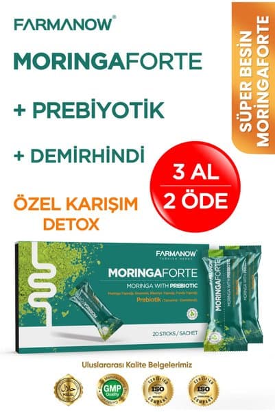 FARMANOW Moringa Prebiyotik Demirhindi İçeren Bitkisel Detoks Karışım 1 Kutu