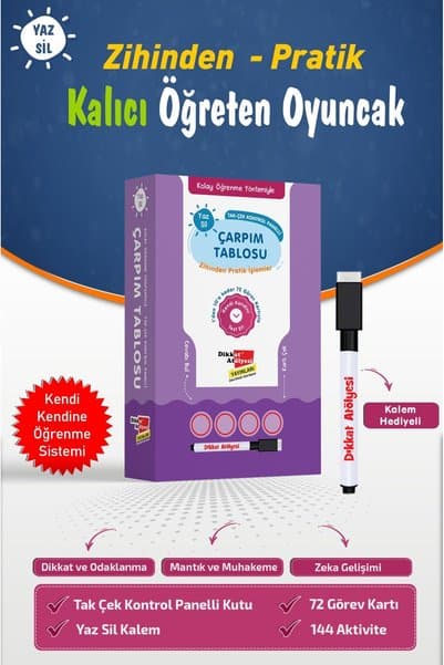 Dikkat Atölyesi Yayınları Kolay Öğrenme Yöntemiyle Çarpım Tablosu