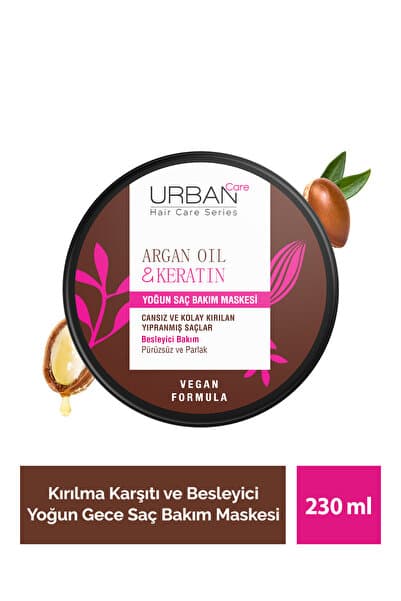 Urban Care Argan Yağı & Keratin Besleyici ve Kırılma Karşıtı Yoğun Saç Bakım Maskesi-230ml-vegan