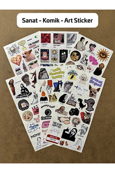 Sanat - Komik - Art - Mental Sticker Seti, Laptop, Notebook, Bullet Journal, Tablet, Defter, Etiket
