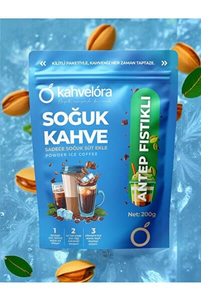kahvelora Soğuk Hazır Ice Kahve Antep Fıstıklı 200g - Buzlu Soğuk Kahve - Soğuk Sütle Hazırla