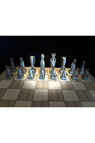oraychess EgeToprakları Premium Satranç Takımı Platin Tabla